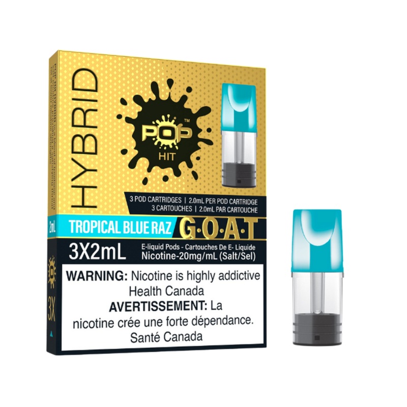 Tropical Blue Razz G.O.A.T Series by Pop Hit (‘Stlth’ Compatible) – Closed Vape Pod System [ON]
