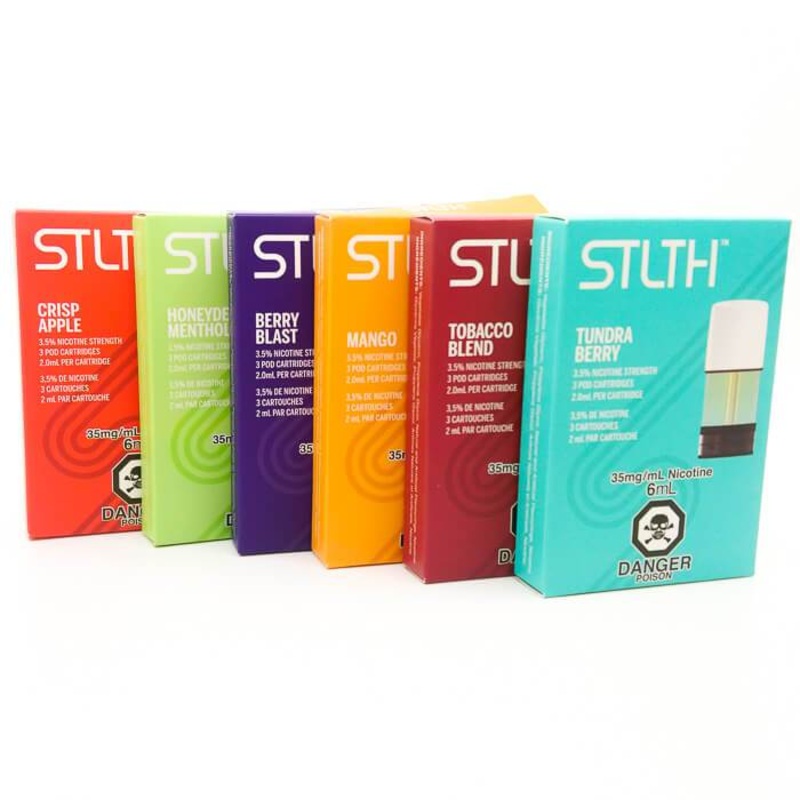 STLTH POD PACK|BANANA ICE *LAST CALL*|BERRY BLAST|BLUE RASPBERRY|CIGAR *LAST CALL*|FLAVOURLESS|FROST|FRUITBAE RASPBERRY SOUR APPLE|GRAPE ICE|HONEYDEW MENTHOL|MANGO|MINT|PEACH|STRAWBERRY|TOBACCO BLEND|TUNDRA BERRY|20mg|0mg