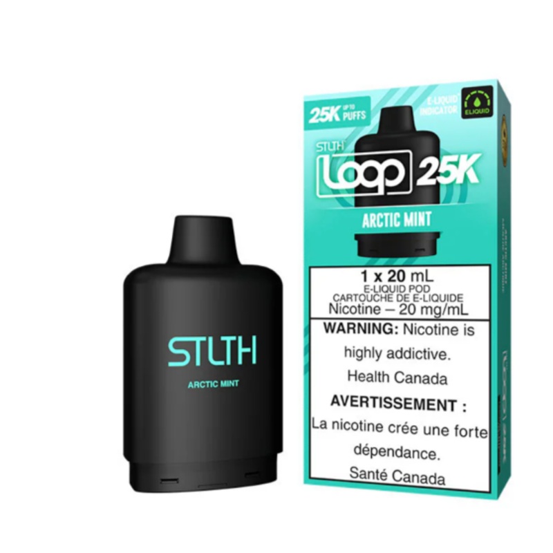 STLTH LOOP 25K POD|Arctic Mint|Banana Ice|Blue Razz|Blue Razz Lemon Ice|Cherry Grape Ice|Ice Mint|Juicy Peach Ice|White Grape Ice