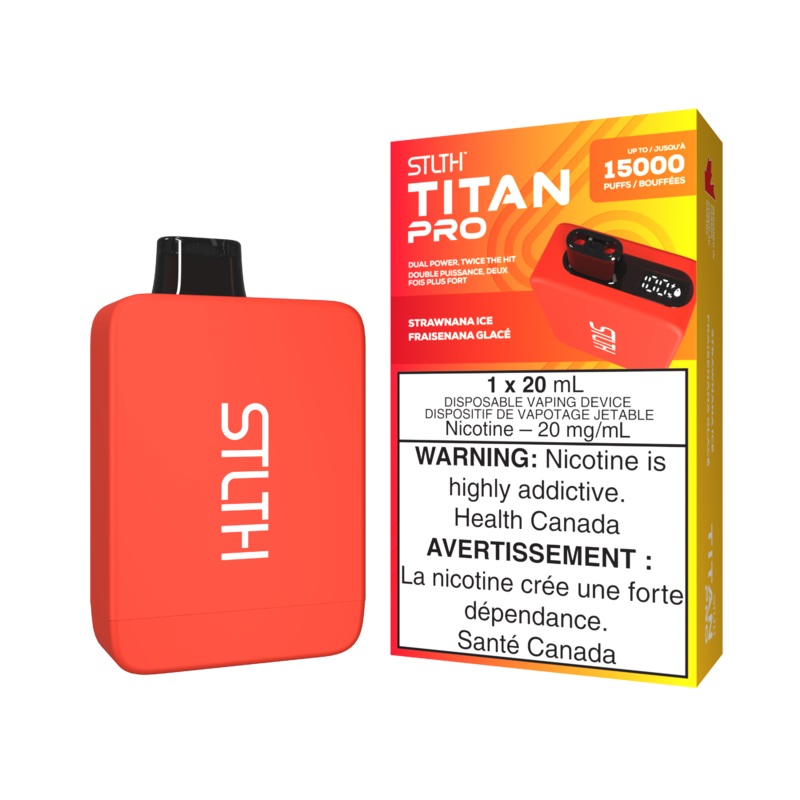 Strawnana Ice by Stlth Titan Pro 15000 Puff 20ml – Disposable Vape [ON]