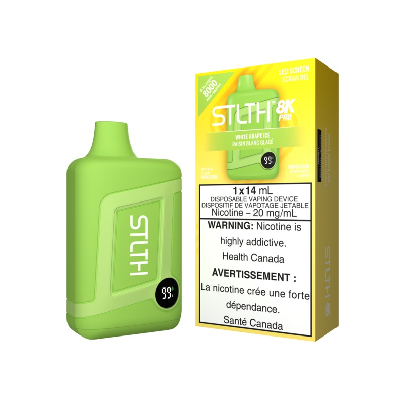 White Grape Ice by Stlth 8K Pro 8000 Puff 14ml Rechargeable- Disposable Vape [ON]