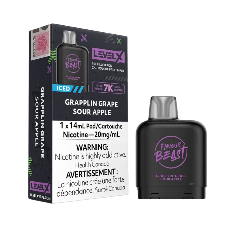 Grapplin Grape Sour Apple Iced- Level X Flavour Beast Pod