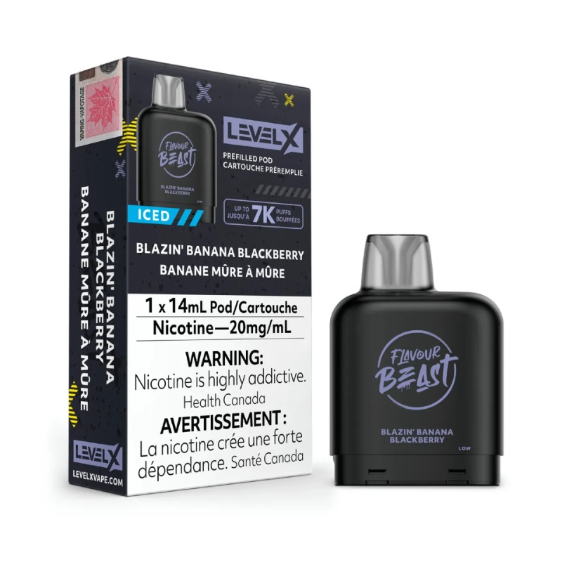 Blazin’ Banana Blackberry Iced- Level X Flavour Beast Pod