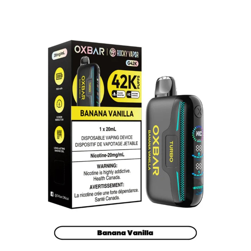 Banana Vanilla by OXBAR x Rocky Vapor G42K (42000 Puff) 20mL – Disposable Vape [ON]