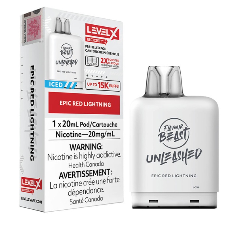 Epic Red Lighting – Level X Epic Flavour Beast Unleashed  Boosted Pod