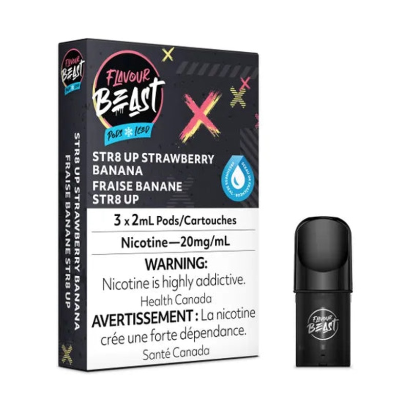 STR8 UP Strawberry Banana Iced by Flavour Beast (‘Stlth’ Compatible Vape Pod) [ON]