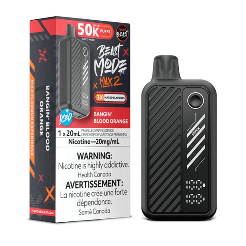 Bangin’ Blood Orange (Ice) by Flavour Beast Max 2 50K Puff 20ml – Disposable Vape [ON]