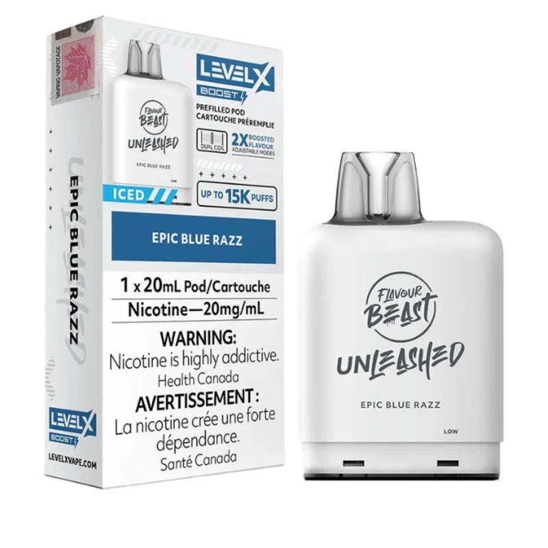 Epic Blue Razz  – Level X Epic Flavour Beast Unleashed Boosted  Pod