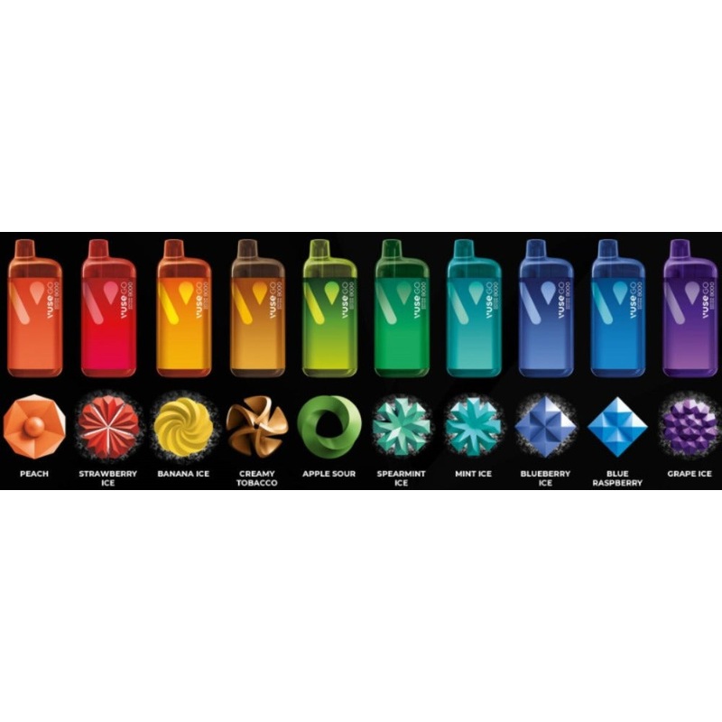 Vuse Go Edition 8000|APPLE SOUR|BANANA ICE|BLUE RASPBERRY|BLUEBERRY ICE|CREAMY TOBACCO|GRAPE ICE|MINT ICE|PEACH|SPEARMINT ICE|STRAWBERRY ICE