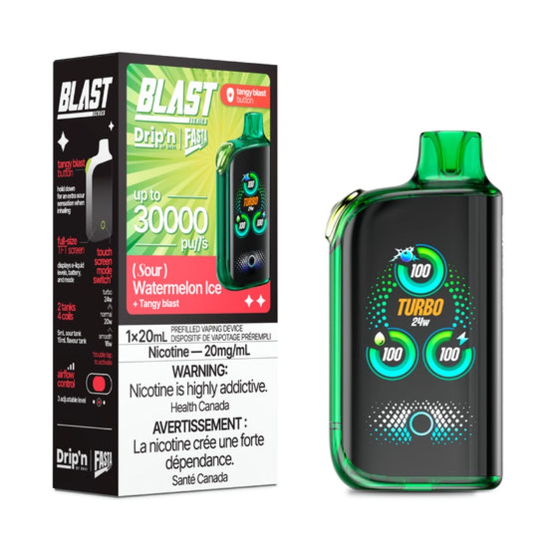 Watermelon Ice (Sour) by Envi Drip’n Fasta Blast 30K – Disposable Vape [ON]