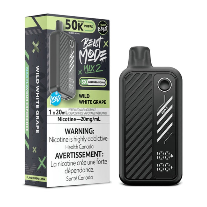 Wild White Grape (Ice) by Flavour Beast Max 2 50K Puff 20ml – Disposable Vape [ON]