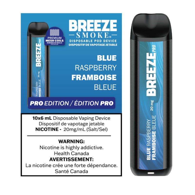 Blue Raspberry by Breeze Pro 2000 Puff 4mL [0mg] – Disposable Vape [ON]