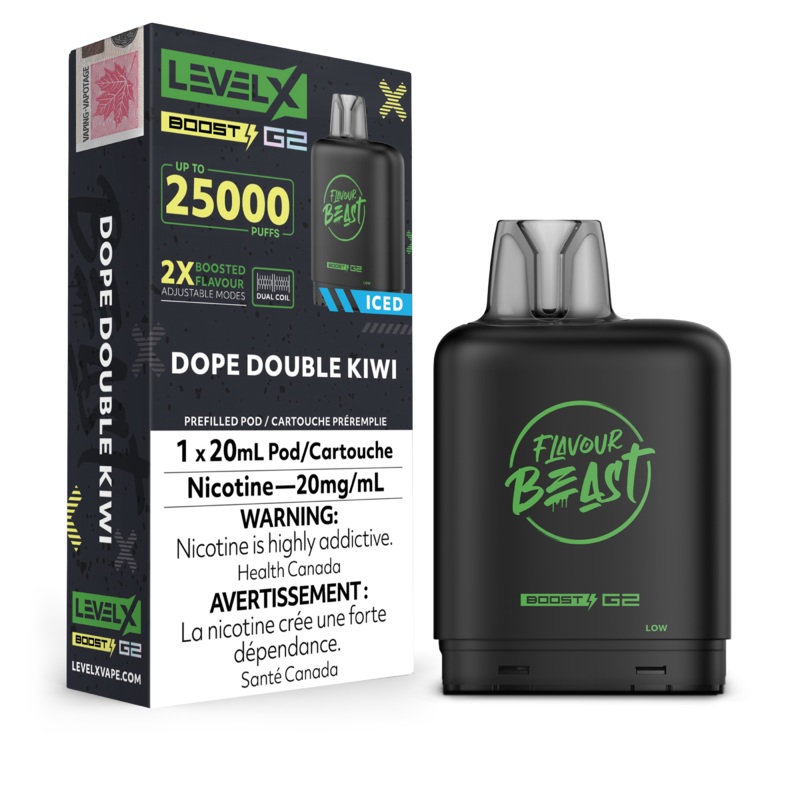 Dope Double Kiwi Ice by Level X Flavour Beast Boost – Closed Pod System (25K Puff)