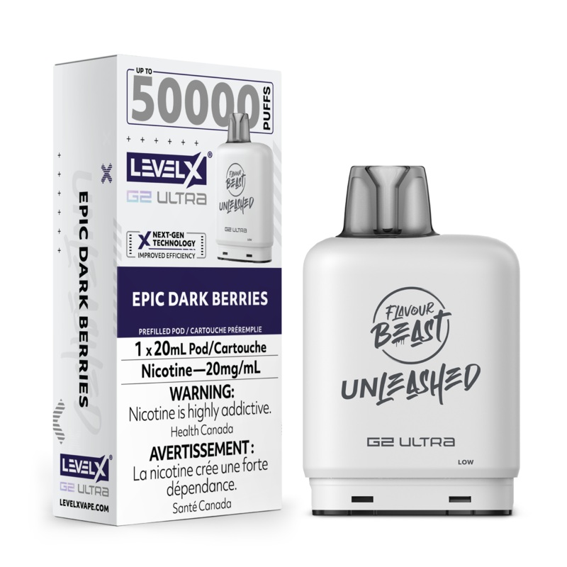 Epic Dark Berries by Level X Flavour Beast Unleashed Ultra – Closed Pod System (50K Puff) [ON]