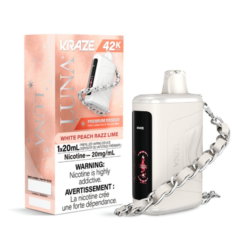 White Peach Razz Lime by Kraze Luna (42000 Puff) 20mL – Disposable Vape [ON]