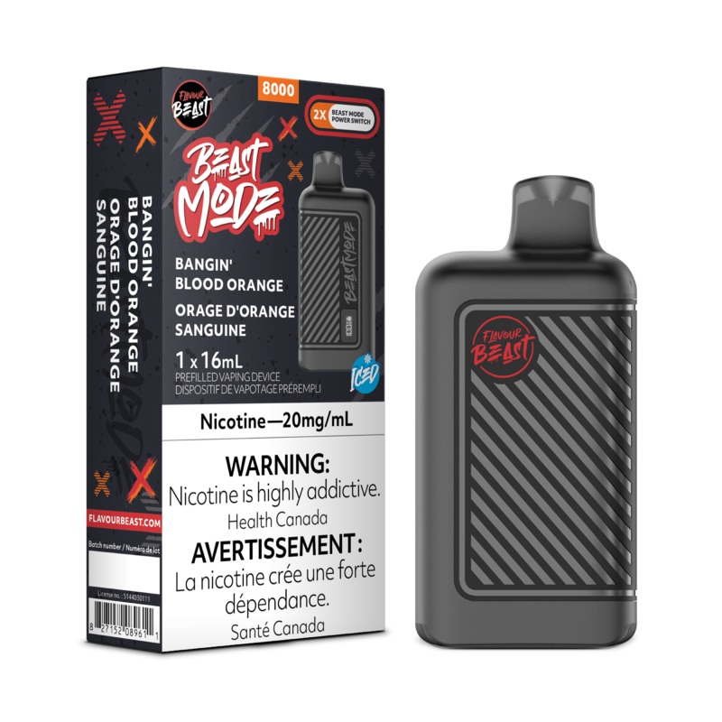 Bangin’ Blood Orange Iced by Flavour Beast Beast Mode 8000 Puff 16ml – Disposable Vape [ON]
