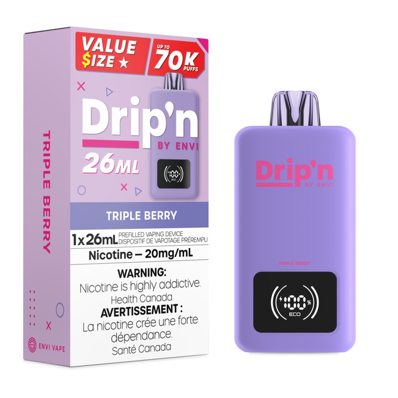 Triple Berry by Envi Drip’n 70K 26mL – Disposable Vape [ON]