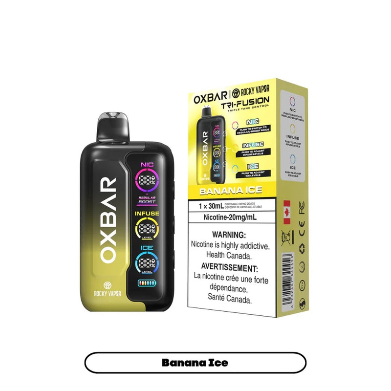 Banana Ice by OXBAR x Rocky Vapor Tri Fusion 30mL – Disposable Vape [ON]