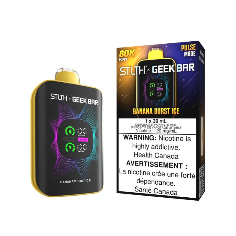 Banana Burst (Ice) by Stlth x Geek Bar 80000 Puff 30ml – Disposable Vape [ON]