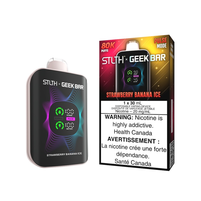 Strawberry Banana (Ice) by Stlth x Geek Bar 80000 Puff 30ml – Disposable Vape [ON]