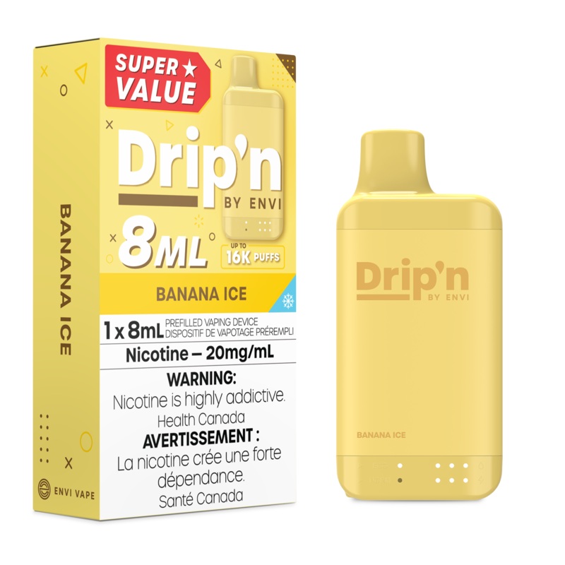 Banana Ice by Envi Drip’n 16K 8mL – Disposable Vape [ON]