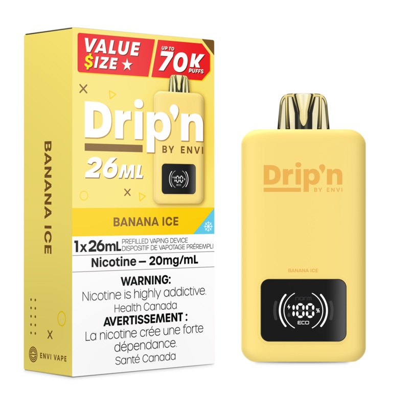 Banana Ice by Envi Drip’n 70K 26mL – Disposable Vape [ON]