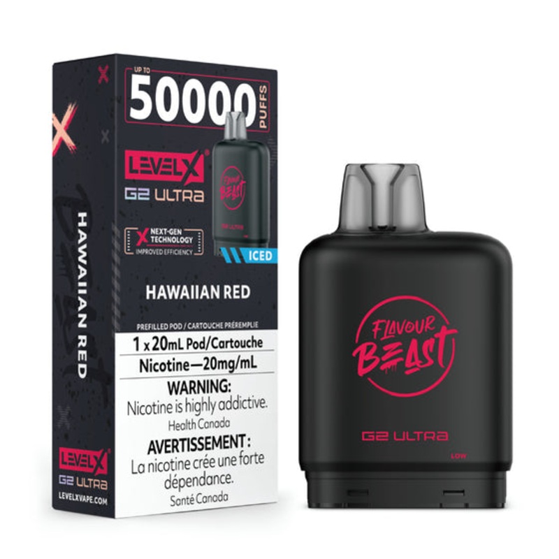 Hawaiian Red (Ice) by Level X Flavour Beast Ultra – Closed Pod System (50K Puff) [ON]