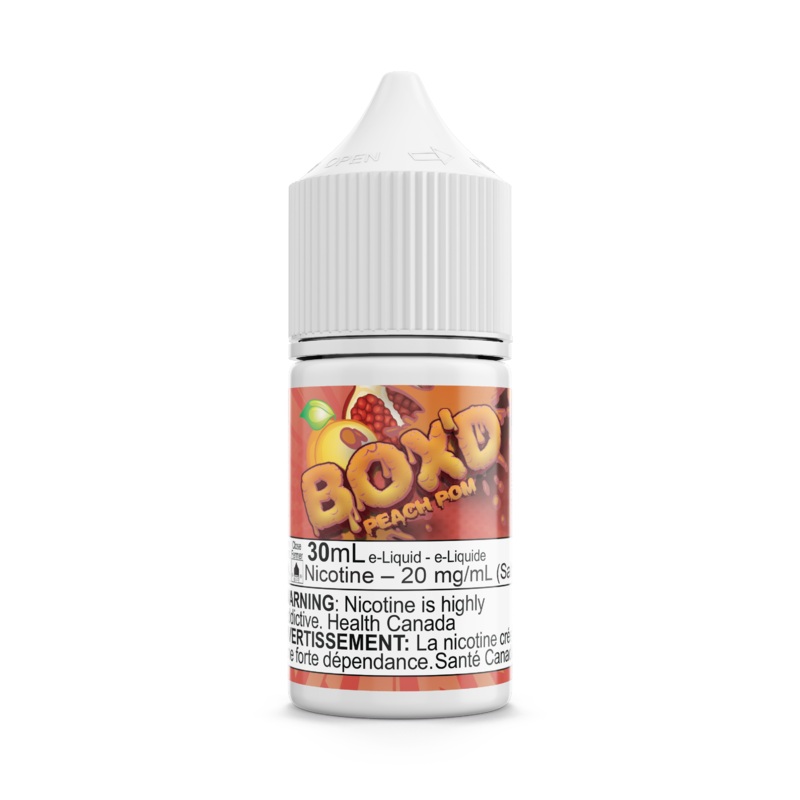 PEACH POM – BOX’D SALTS 30ML|10mg SALT NICOTINE|20mg SALT NICOTINE