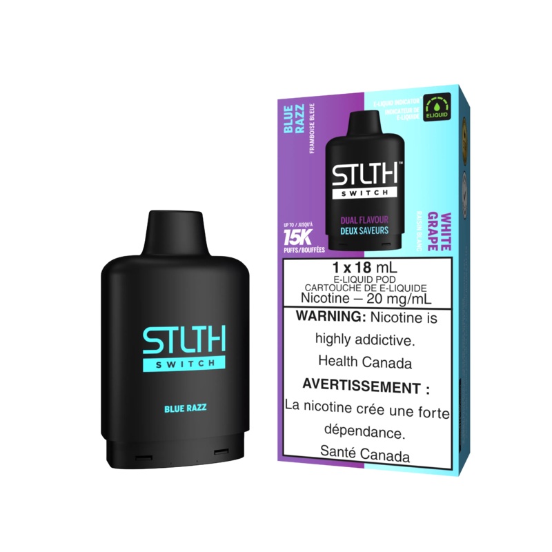 STLTH SWITCH POD 18ML|Arctic Mint + Mint Ice|Blood Orange Ice + Lemon Squeeze Ice|Blue Razz + Juicy Peach|Blue Razz + White Grape|Blue Razz Lemon Ice + Juicy Peach Ice|Cherry Grape Ice + Punch Ice|Golden Ticket + Vanilla|Juicy Peach + White Grape|Juicy Pe