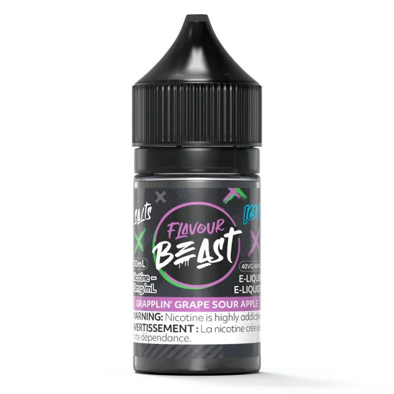 GRAPPLIN’ GRAPE SOUR APPLE ICED – FLAVOUR BEAST SALT 30ML [AB]