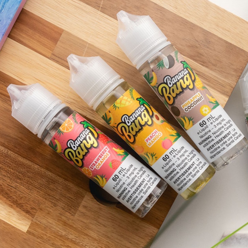 Banana Bang E-liquid 60mL|3mg|6mg|Mango Blackberry|Pineapple Peach|Kiwi Strawberry|Blueberry Raspberry|Pineapple Coconut|Strawberry Orange|Apple Grape|Peach Mango|Lemon Lime