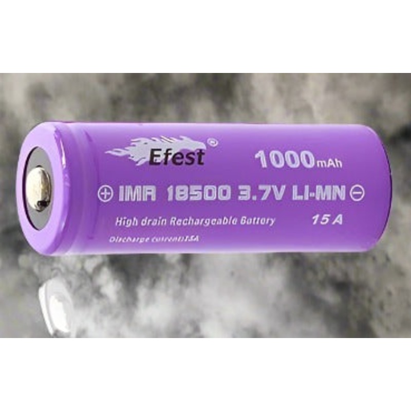 Efest 1000mAh 18500 3.7 V|Button Top|Flat Top