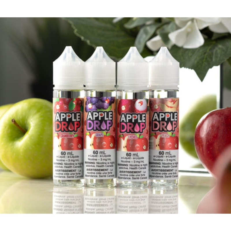 Apple Drop E-liquid 60mL|Berries|Cranberry|Double Apple|Grape|Kiwi|Lychee|Mango|Peach|Strawberry|Watermelon|3mg|6mg