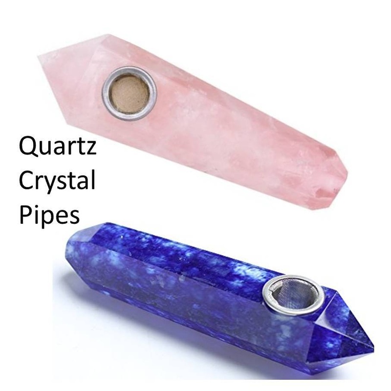 Natural Crystal Hand Pipes|Rose Quartz/Obsidian|Rose Quartz/White Howlite|Amethyst|Labradorite|Aurora Borealis (Fluorite)|Blue/Clear Quartz|Rose Quartz