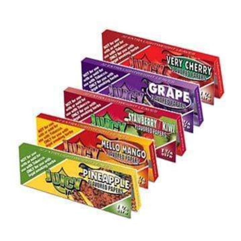 Juicy Jay Rolling Papers|1.25″|Watermelon|Grape|Strawberry|Blueberry|Strawberry Kiwi|Coconut|Green Apple|Pineapple|Vanilla Ice|Black Berrylicious|Liquorice|Bubblegum|Raspberry|Very Cherry
