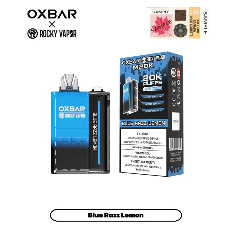 Oxbar M20K|Apple Kiwi Melon|Banana Blackberry Melon|Banana Vanilla|Blue Razz|Blue Razz Lemon|Cherry Lemon|Dragon Fruit Lemon|Fresh mint|Grape Ice|Grape GB|Grape Peach|Green Storm|Lemon Lime Ice|Orange FT|Peach Blue Raspberry|Peach Canada D|Peach Ice|Peach