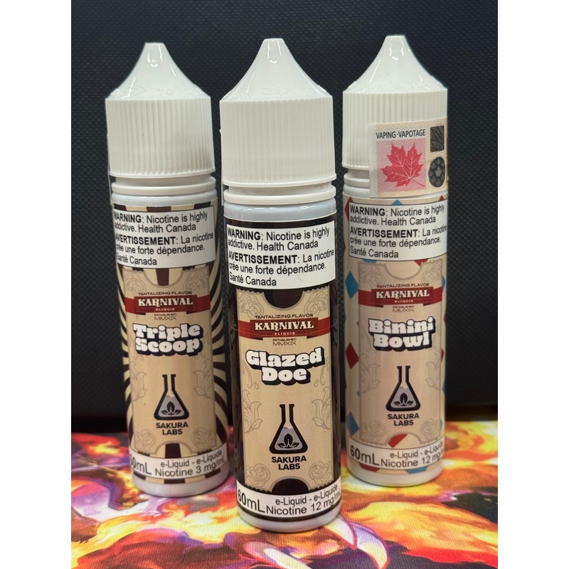 Karnival E-Liquid-60ml|Binini Bowl|Glazed Doc|Triple Scoop|0mg|3mg|6mg|12mg|Federal