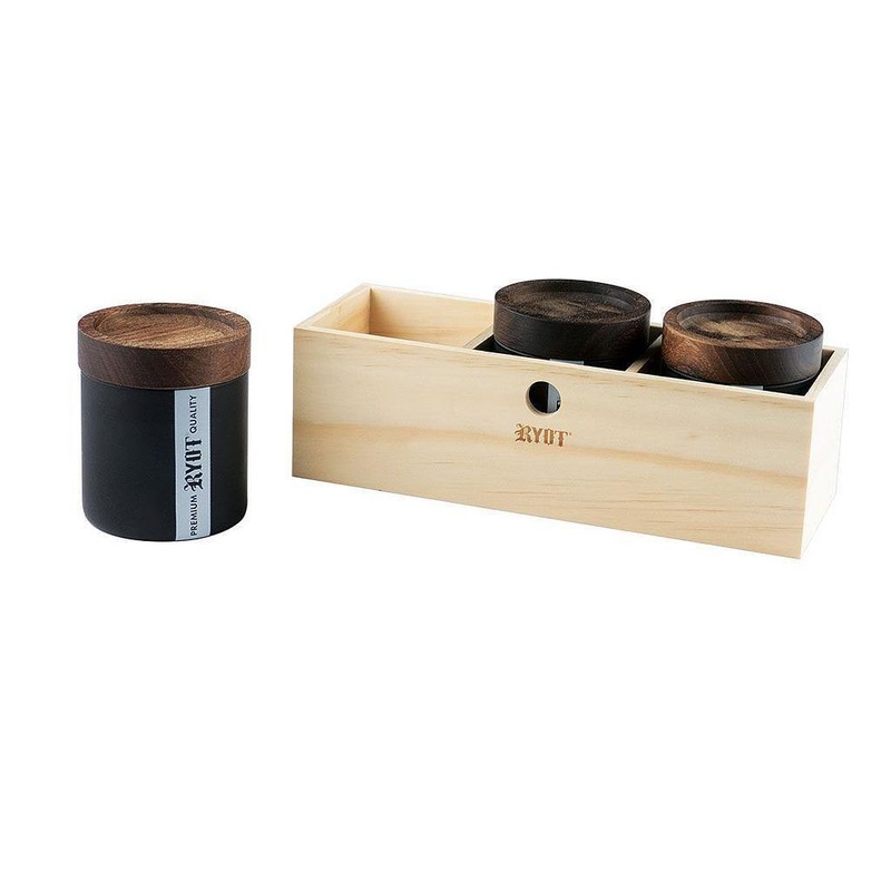 Ryot Jar Box w/ Three Jars and Walnut Lid