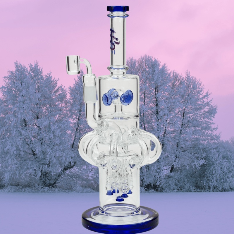 H2O Glass 7mm Bong with 4 Rocket Percs-20