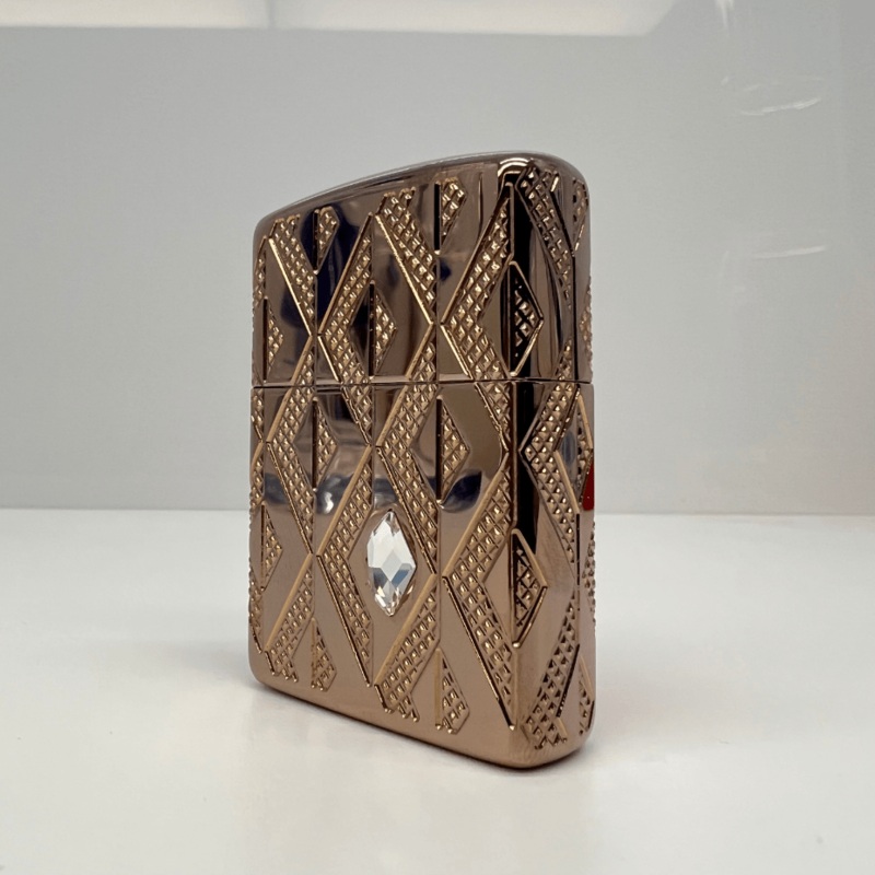 Zippo Luxury Lighter-Rose Gold Diamond Pattern Case