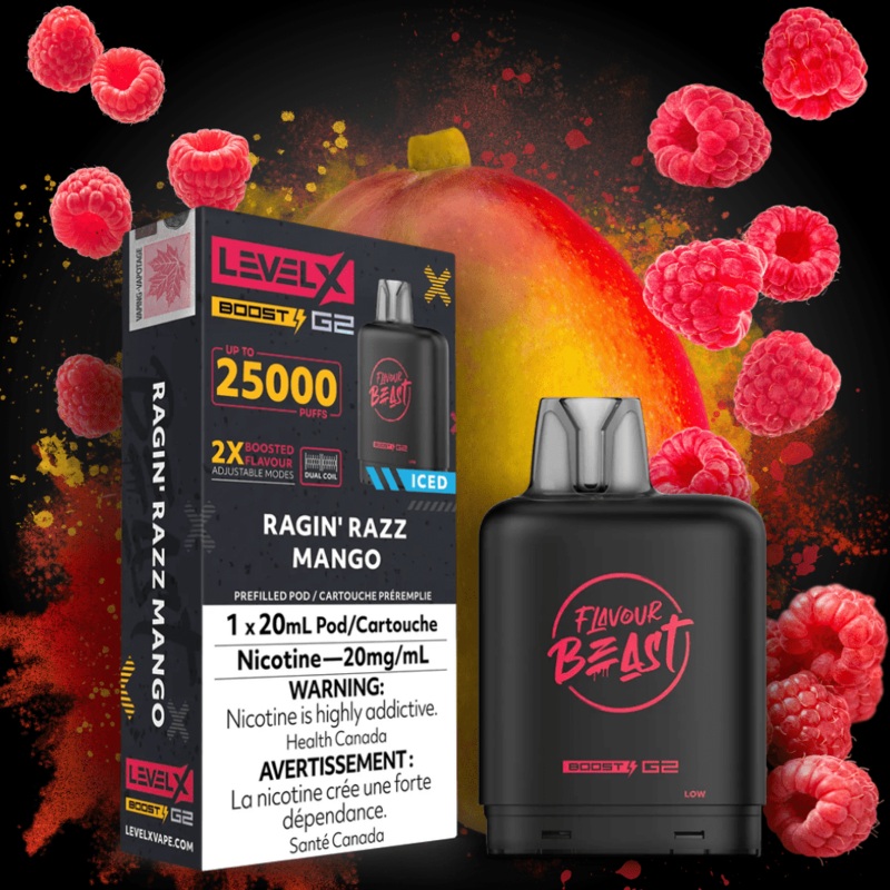Flavour Beast Level X Boost G2 Pod – Ragin’ Razz Mango Iced