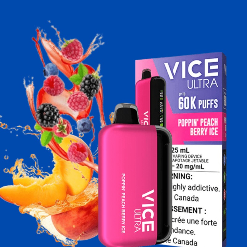 Vice Ultra 60K Disposable Vape – Poppin’ Peach Berry Ice