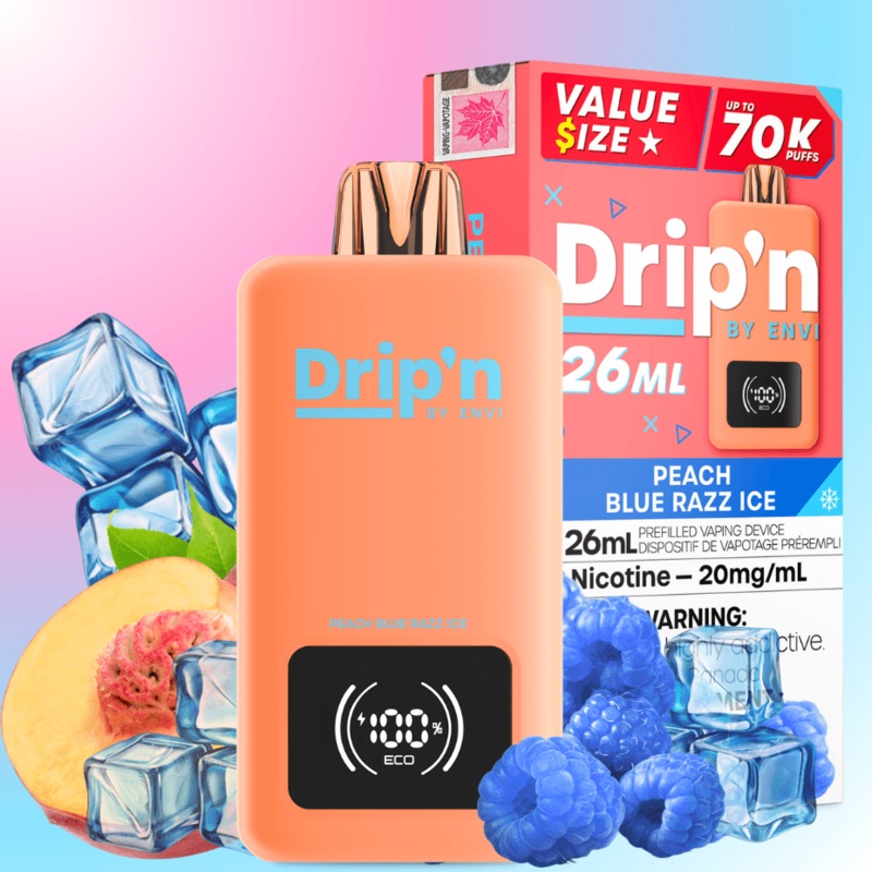 Drip’n by Envi 70K Disposable Vape – Peach Blue Razz Ice