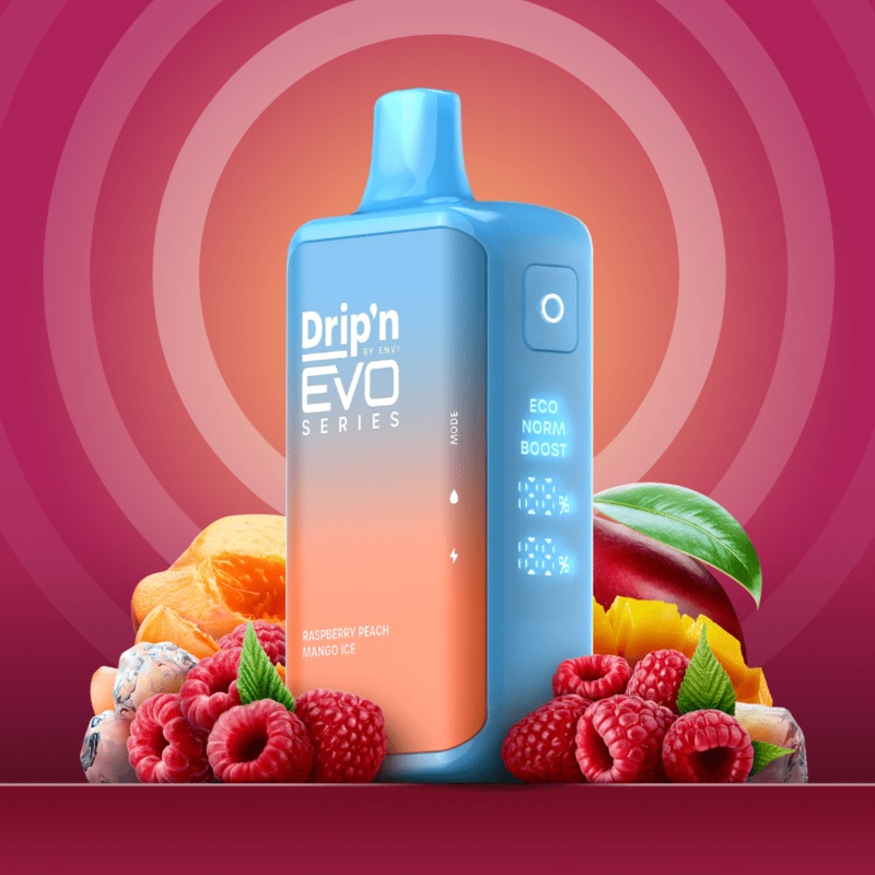 Drip’n by Envi EVO 28k Disposable Vape-Raspberry Peach Mango Ice