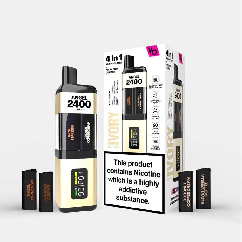 Ivory Edition 4 in 1 Kit|Angel 2400 | Upto 2400 Puffs | Nic 20mg|gb|eu|ae