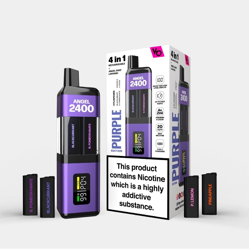 Purple Edition 4 in 1 Kit|Angel 2400 | Upto 2400 Puffs | Nic 20mg|gb|eu|ae