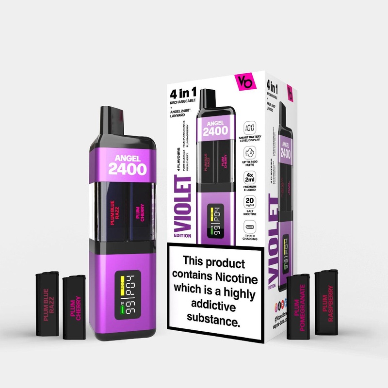 Violet Edition 4 in 1 Kit|Angel 2400 | Upto 2400 Puffs | Nic 20mg|gb|eu|ae