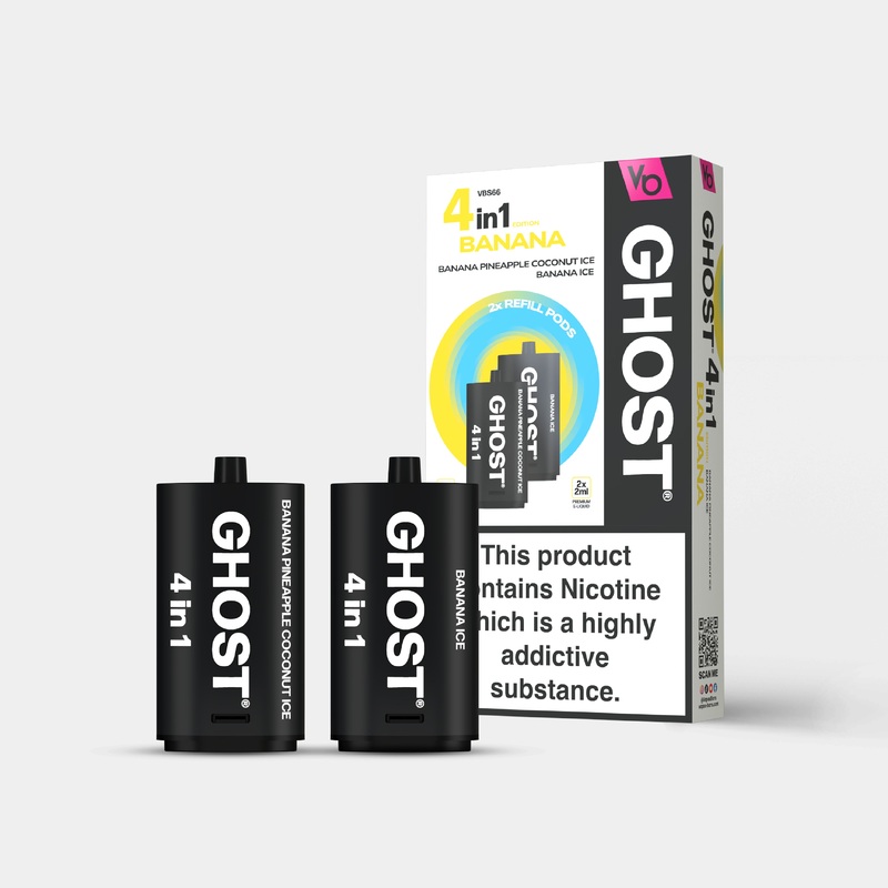 Banana Edition 1, 2x2ml Pods|Ghost 4 in 1 Pods | 2X Pods | Nic 20mg|gb|ae|eu