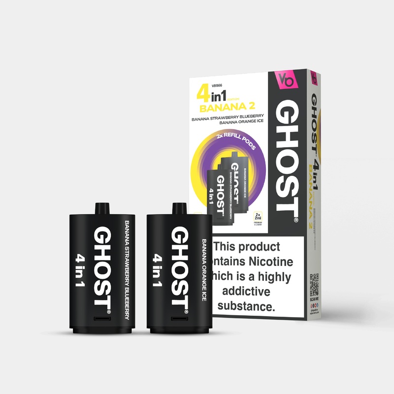 Banana Edition 2, 2x2ml Pods|Ghost 4 in 1 Pods | 2X Pods | Nic 20mg|gb|ae|eu