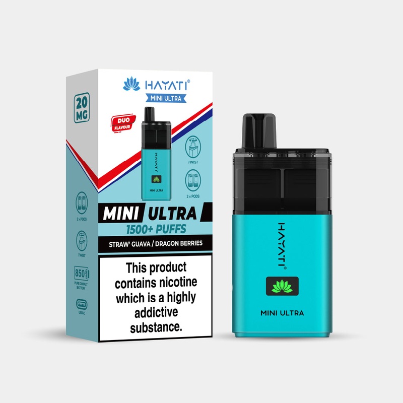 Straw’ Guava | Dragon Berries|Hayati Mini Ultra | 1500+ Puffs|gb|ae|eu